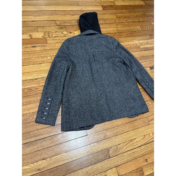 Free People Womens Open Front Jacket Size Medium Gray Hooded Poly Wool Tweed - Picture 11 of 11